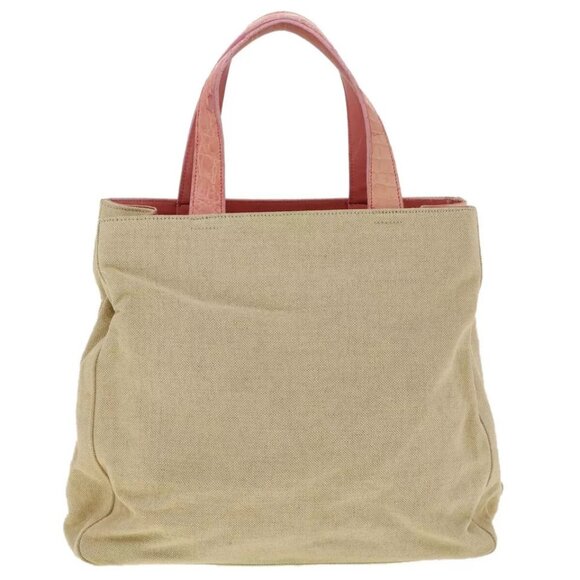 PRADA Hand Bag Canvas Leather Beige Auth - Picture 1 of 16